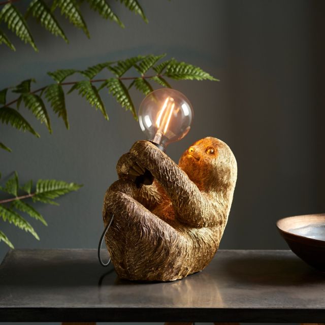 Sloth Table Lamp In Vintage Gold And Matt Black Finish 