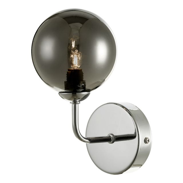 Dar Lighting FEY0750-01 Feya 1 Light Wall Light In Polished Chrome With Smoked Glass