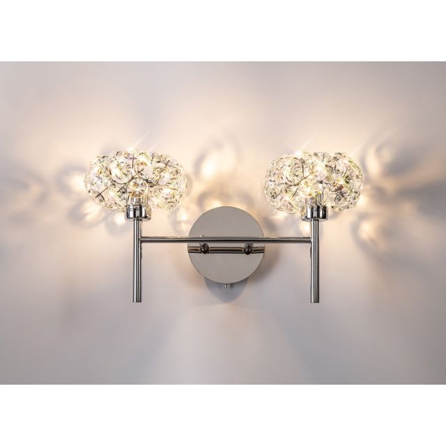 Prestige Fusion 2 Light Crystal Wall Light In Polished Chrome Finish