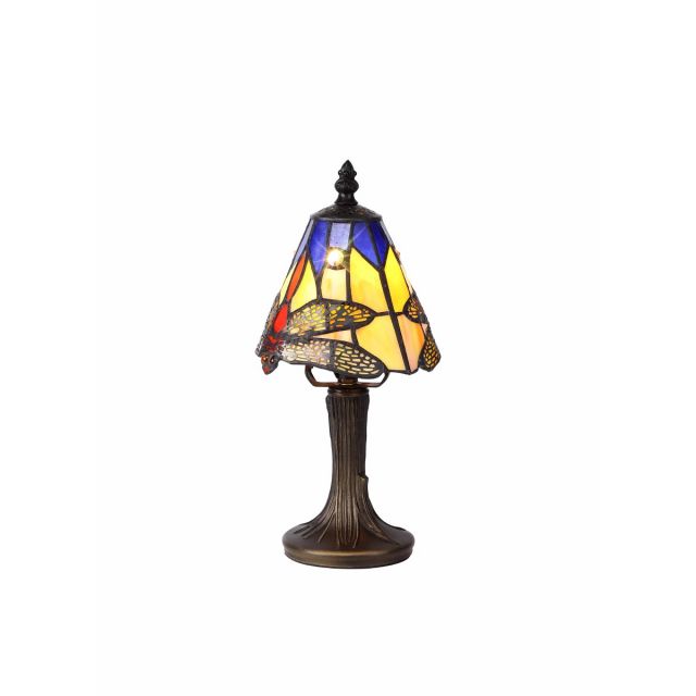 Bokmaal Small 1 Light Tiffany Table Lamp with Dragonfly Motif 