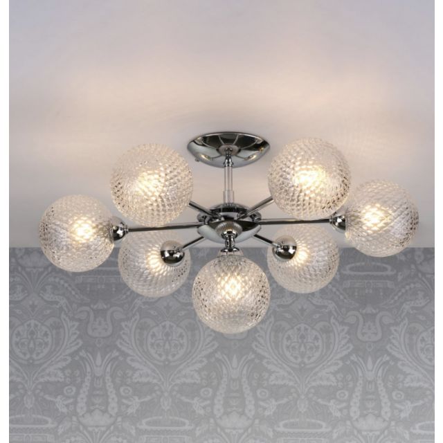 Laura Ashley Atherton 7 Light Semi Flush Ceiling Light In Polished Chrome Finish With Glass Shades