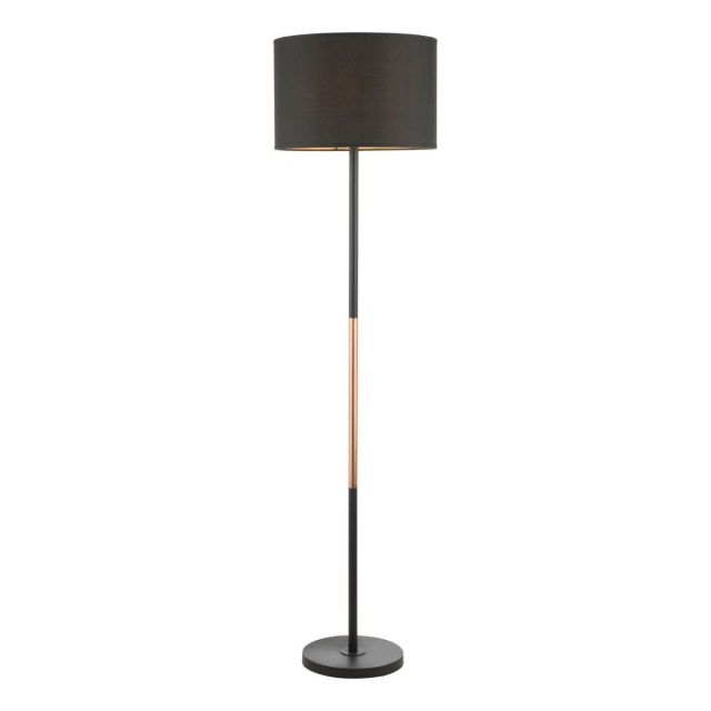 Dar Wisebuys Kelso Floor Lamp In Matt Black And  Polished Copper Finish