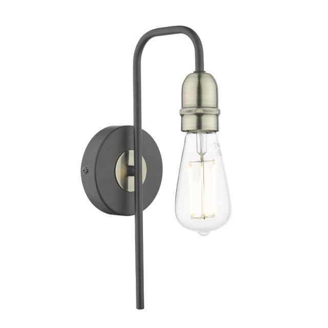 Dar Wisebuys Kiefer Single Wall Light In Black And Antique Brass Finish