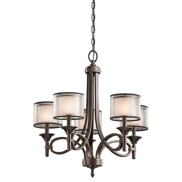KL-LACEY5-MB Lacey 5 Light Bronze Ceiling Light with Double Layer Shades