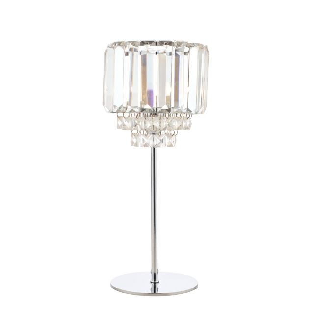 Laura Ashley Vienna Crystal Glass Table Lamp In Polished Chrome Finish 