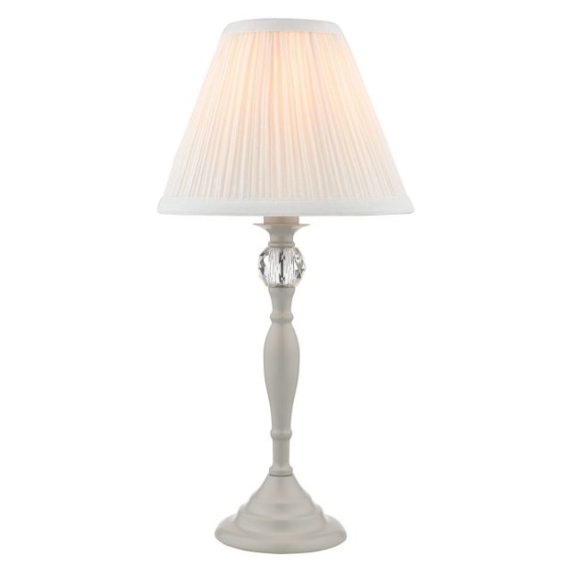 Laura Ashley Ellis Table Lamp In Satin Grey Finish With Ivory Cotton Shade