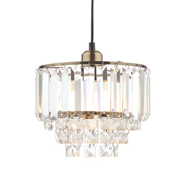 Laura Ashley Vienna Crystal Glass And Antique Brass Easy-Fit Ceiling Pendant Light
