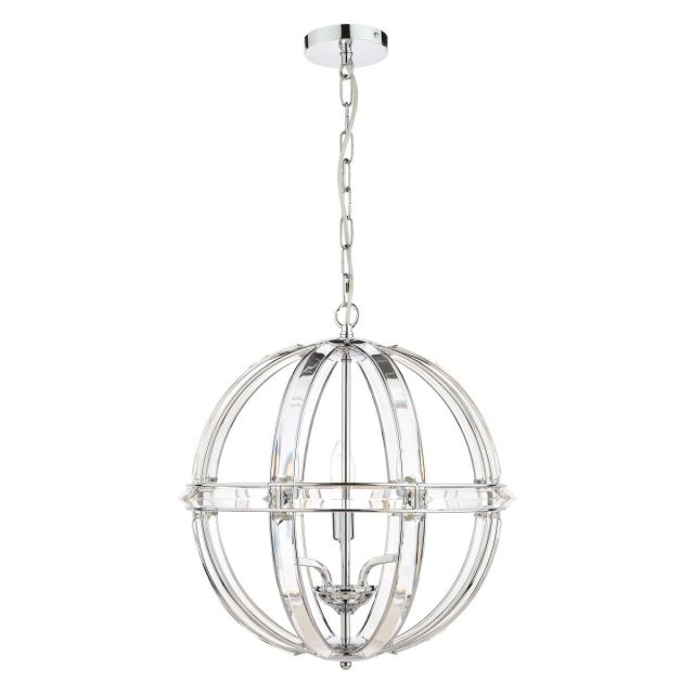 Laura Ashley Aidan Glass Globe 5 Light Chandelier In Polished Chrome Finish