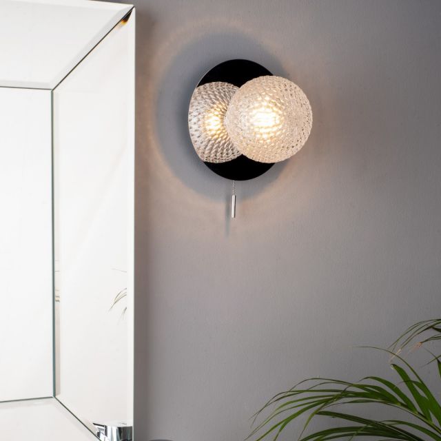 Laura Ashley Prague Bathroom Wall Light In Polished Chrome With Glass Shade IP44