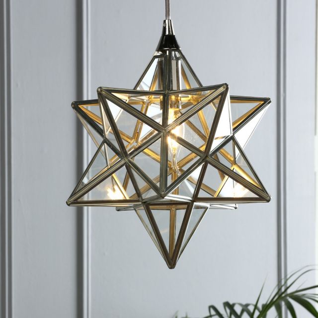 Laura Ashley Star Small Ceiling Pendant Light In Polished Silver Finish