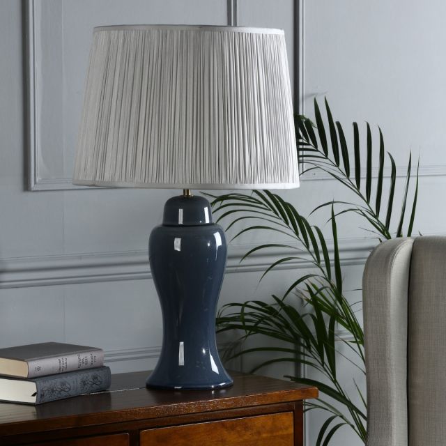 Laura Ashley Regina Large Table Lamp Base In Seaspray Blue Finish With Aged Brass Detail