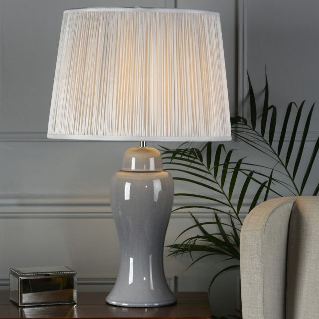 Laura Ashley Regina Large Table Lamp Base In Pale Slate Grey Finish With Polished Chrome Detail