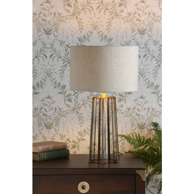 Laura Ashley LA3756156-Q Star Glass Table Lamp In Antique Brass Finish With Shade