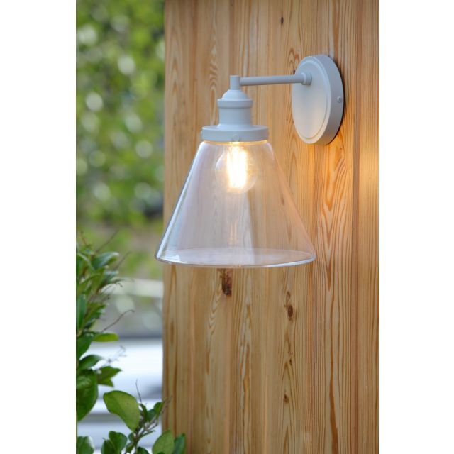 Laura Ashley LA3756192-Q Isaac Outdoor Wall Light In Pale Slate Grey Finish With Glass Shade IP44