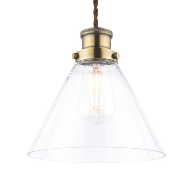 Laura Ashley Isaac Easy Fit Glass Ceiling Pendant In Antique Brass Finish LA3756385-Q