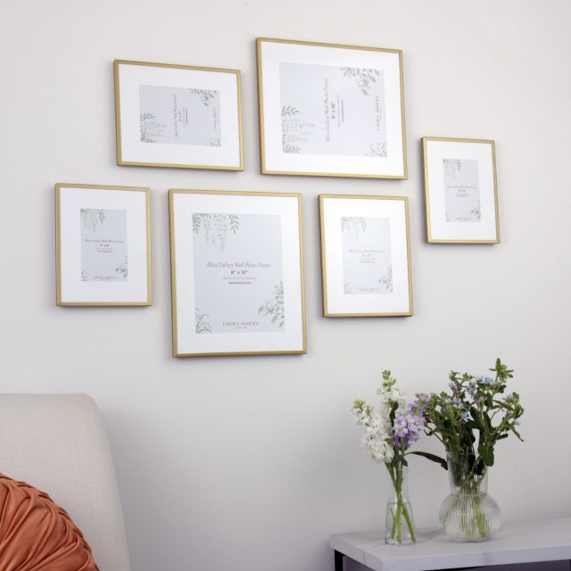 Laura Ashley Alisa Gallery Wall Photo Frames In Matt Gold Set Of 6