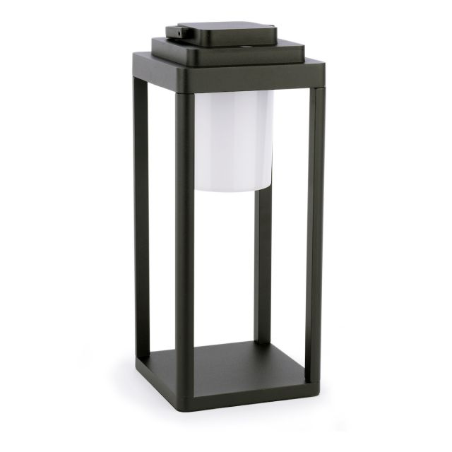 Dar Wisebuys Lester Outdoor Rechargeable LED Table Lantern In Black Finish IP44