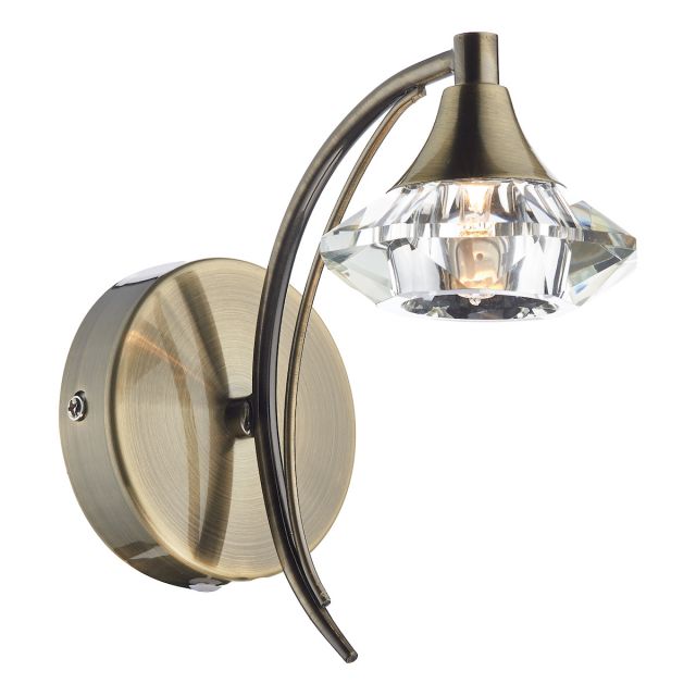 Dar LUT0775 Luther Single Switched Wall Light - Antique Brass
