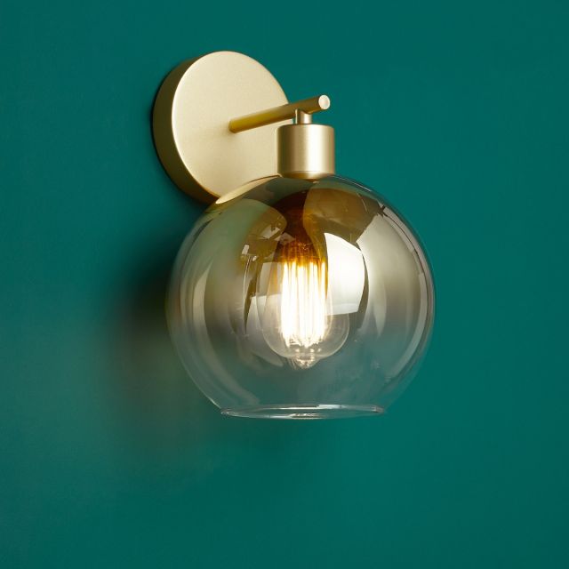 Dar Lighting Lycia Wall Light In Satin Gold With Gold Ombre Glass LYC0735