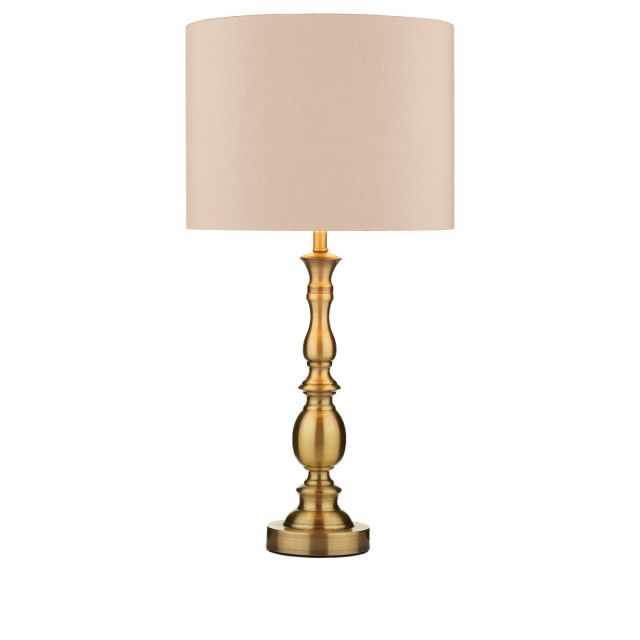Dar MAD4275 Madrid Antique Brass Table Lamp With Shade