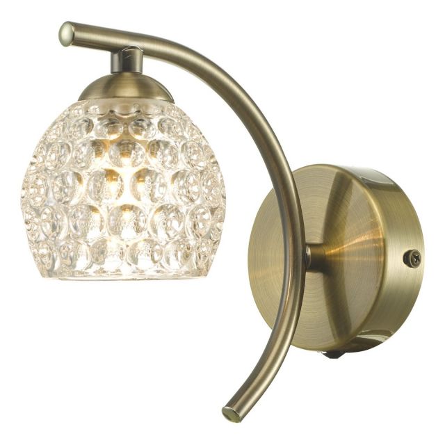 Dar Wisebuys Nakita Wall Light In Antique Brass With Dimpled Glass