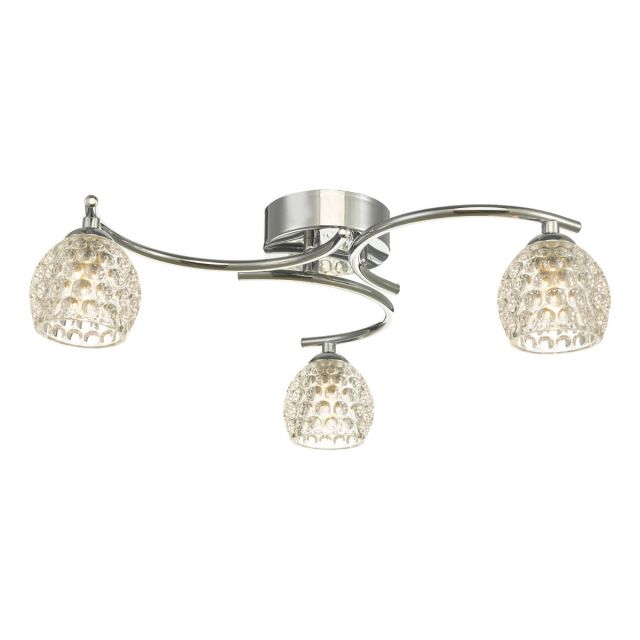 Dar Wisebuys Nakita 3 Light Semi Flush Ceiling Light In Polished Chrome With Dimpled Glass