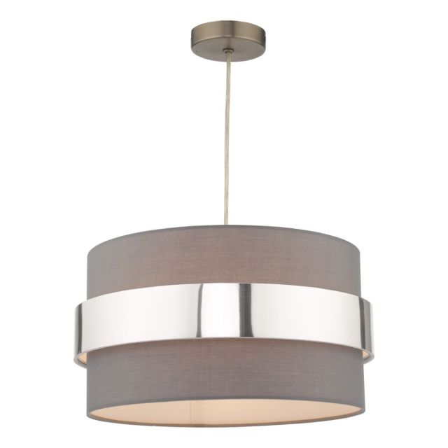 Dar Wisebuys Oki Easy Fit Ceiling Pendant Shade In Grey And Chrome