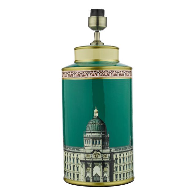 Dar Lighting Prospect Table Lamp Base Only In Green And Gold With Palace Motif PRO4224