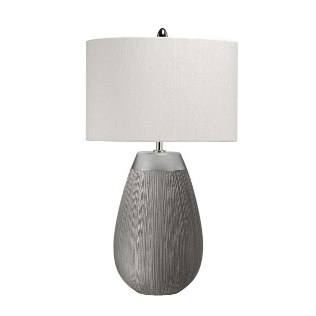 Quintiesse QN-HARROW-TL Harrow Elegant Table Lamp In Silver With Grey Silk Shade