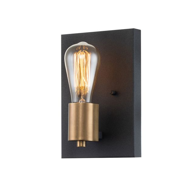 Quintiesse QN-SILAS1-DZ Silas Single Wall Light In Aged Zinc And Heritage Brass Finish