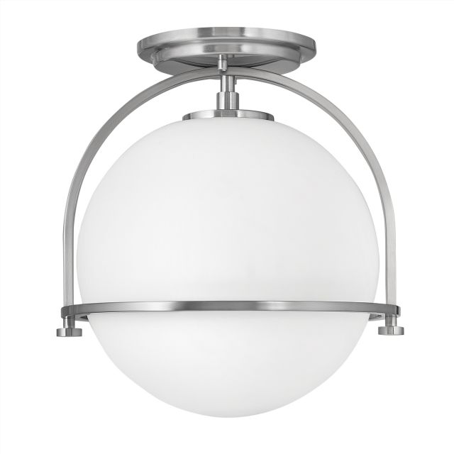Quintiesse QN-SOMERSET-F-O-BN Somerset Flush Ceiling Light In Brushed Nickel With Opal Glass