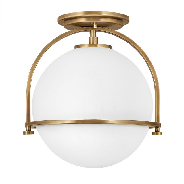 Quintiesse QN-SOMERSET-F-O-HB Somerset Flush Ceiling Light In Heritage Brass With Opal Glass