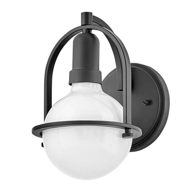 Quintiesse QN-SOMERSET1-BK Somerset Single Wall Light In Black With Opal Globe Lamp