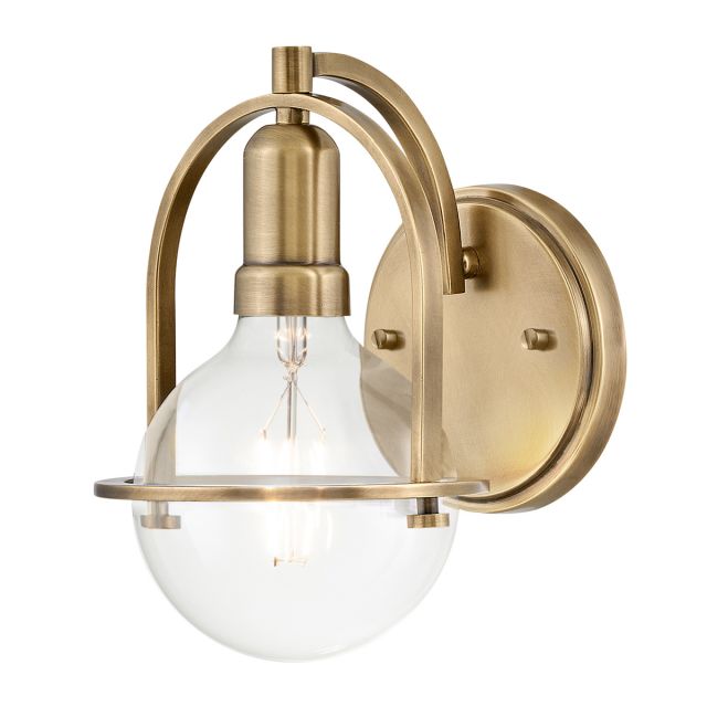 Quintiesse QN-SOMERSET1-C-HB Somerset Single Wall Light In Heritage Brass With Clear Globe Lamp
