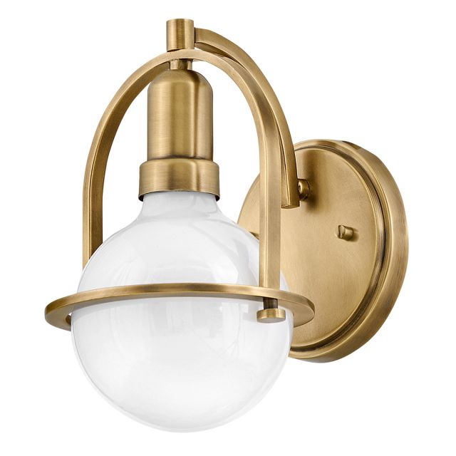 Quintiesse QN-SOMERSET1-HB Somerset Single Wall Light In Heritage Brass With Opal Lamp Bulb