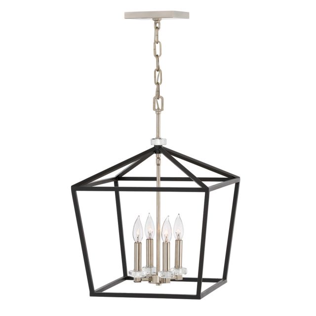 Quintiesse QN-STINSON-4P-L-BK Stinson Large Ceiling Light In Black And Polished Nickel Finish