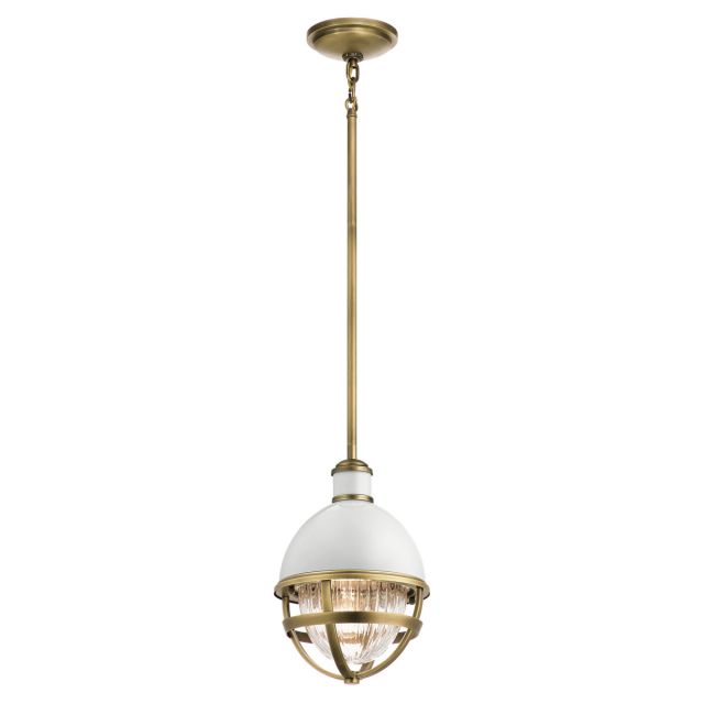 Quintiesse QN-TOLLIS-MP-NBR Tolis Mini Ceiling Pendant Light In Natural Brass And White Finish