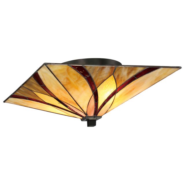 Asheville Flush Mount Ceiling Light In Valiant Bronze With Tiffany Shade