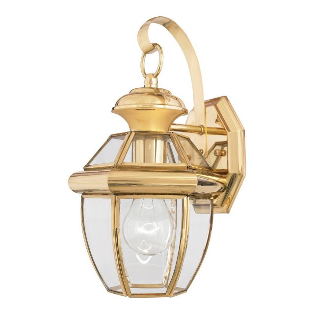 QZ-NEWBURY2-S-PB Newbury 1 Light Small Wall Lantern Light In Polished Brass