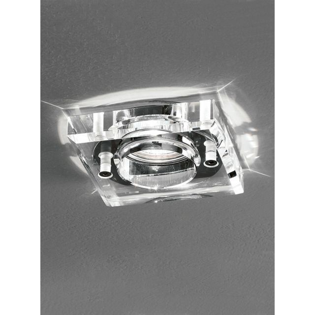 Square Bathroom Downlight In Chrome With Crystal Glass IP65 R265