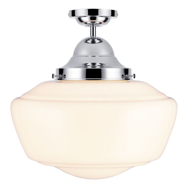 David Hunt Lighting Rydal Bathroom Opal Semi Flush Celling Light In Polished Chrome IP44