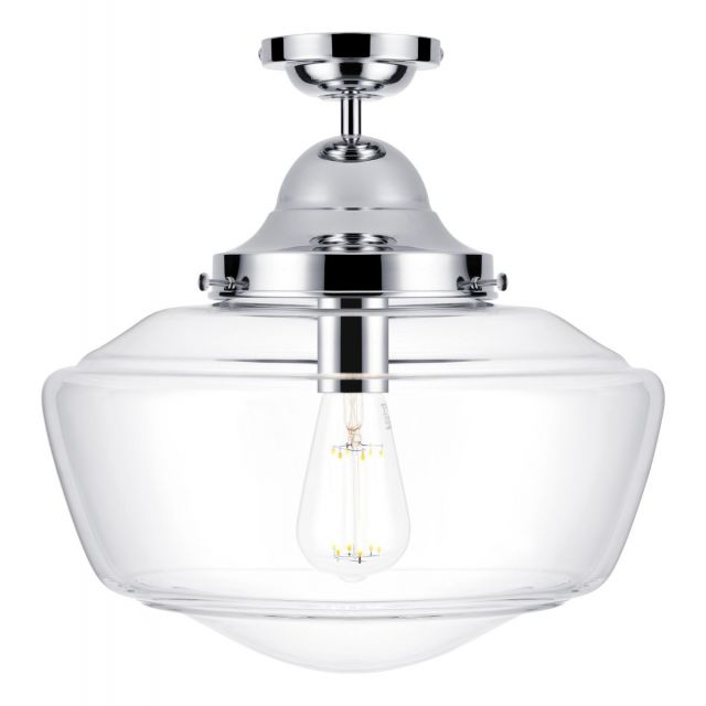 David Hunt Lighting Rydal Bathroom Semi Flush Ceiling Light In Polished Chrome IP44