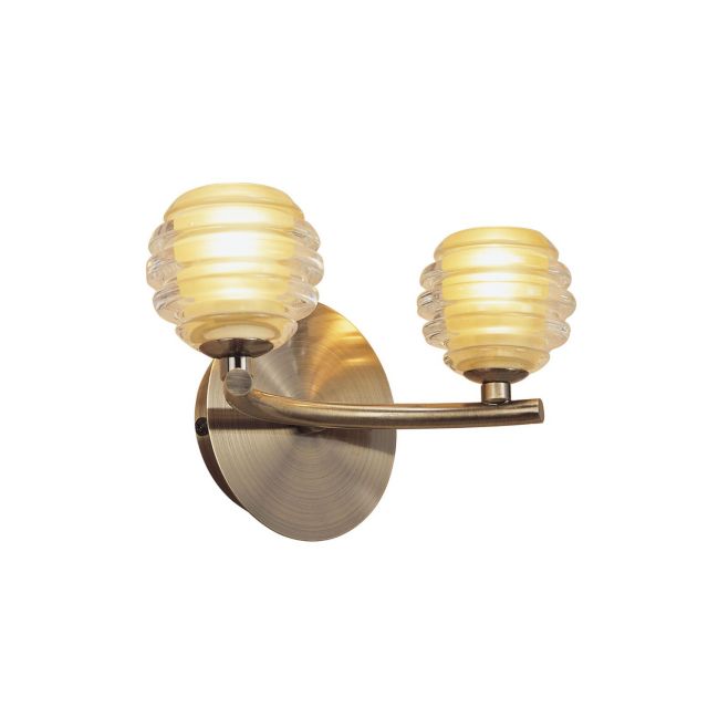 M8010 Sphere Antique Brass 2 Light Switched Wall Lamp