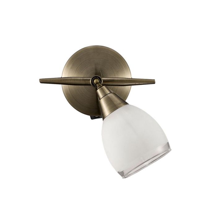 SP8981 1 Light Wall Light In Bronze With Clear Edged White Glass Shades