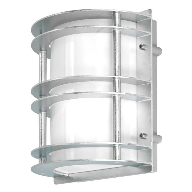 Norlys ST-FLU-E27-GAL-O Stockholm 1 Light Flush Wall Light - Galvanised - With Frosted Glass