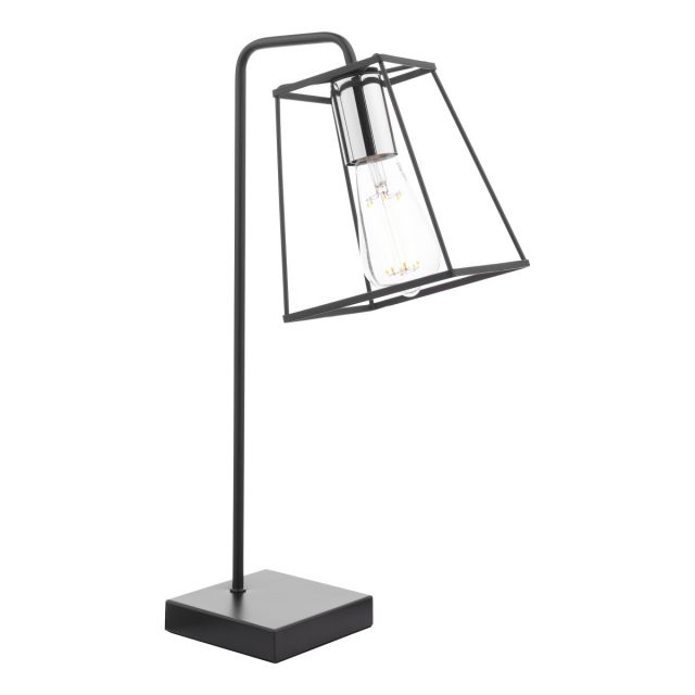 Dar Lighting Tower Table Lamp In Matt Black With Chrome Detail