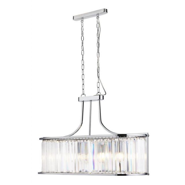 Searchlight 8095-5CC Victoria 5 Light Ceiling Pendant In Chrome And Crystal Glass - Dia: 300mm