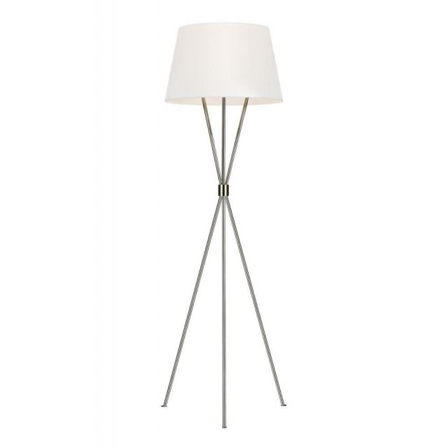 FE-PENNY-FL-PN Penny 1 Light Floor Light In Polished Nickel With White Linen Shade
