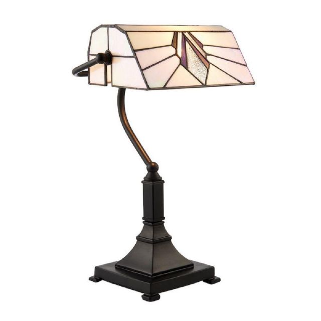 Interiors 1900 70909 Astoria Tiffany 1 Light Bankers Table Lamp With Shade