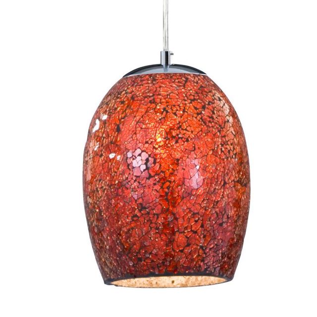 Searchlight 8069RE Crackle Red Mosaic Glass Pendant